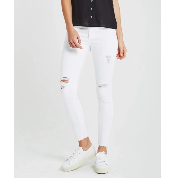 Ag Adriano Goldschmied Denim - AG Legging Ankle Super Skinny Distressed Jeans WHITE size 27